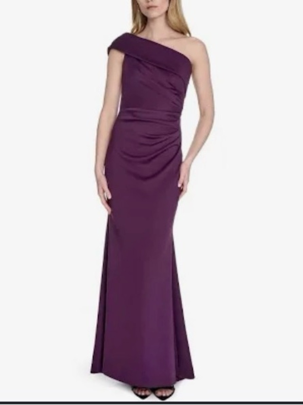 Eliza J One-Shoulder Evening Gown in Plum